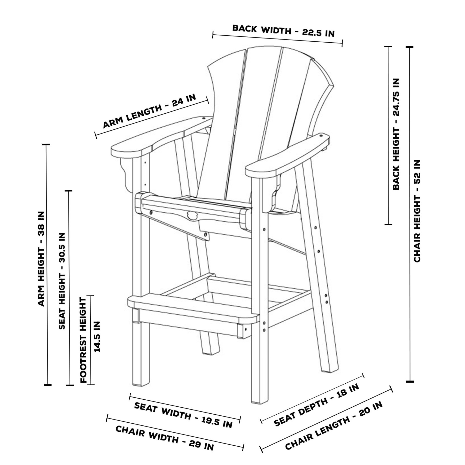 DURAWOOD® Sunrise Bar Height Chair  Pawleys Island Hammocks