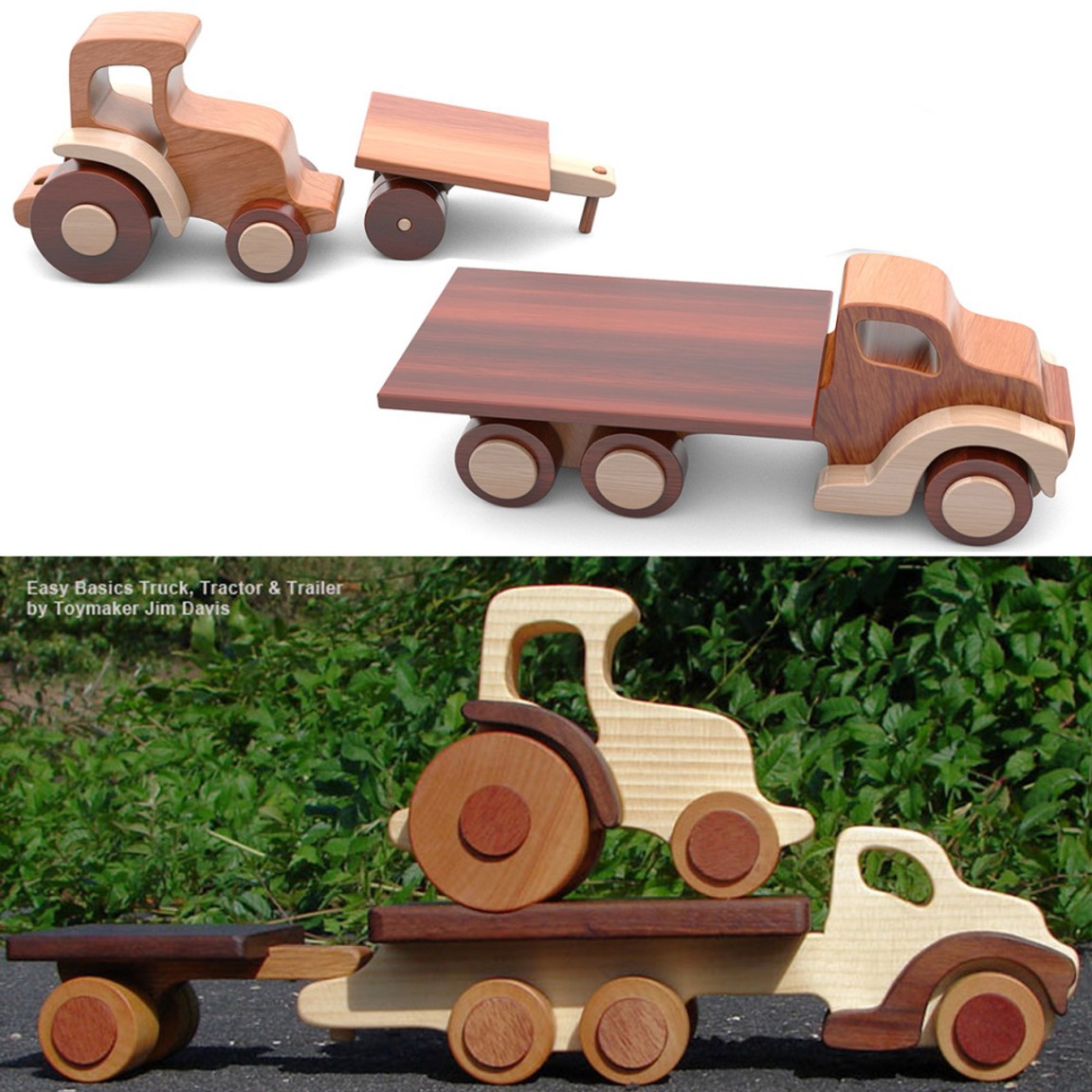 Easy Basics Truck, Tractor & Trailer Wood Toy Plans (PDF Download + SVG File)