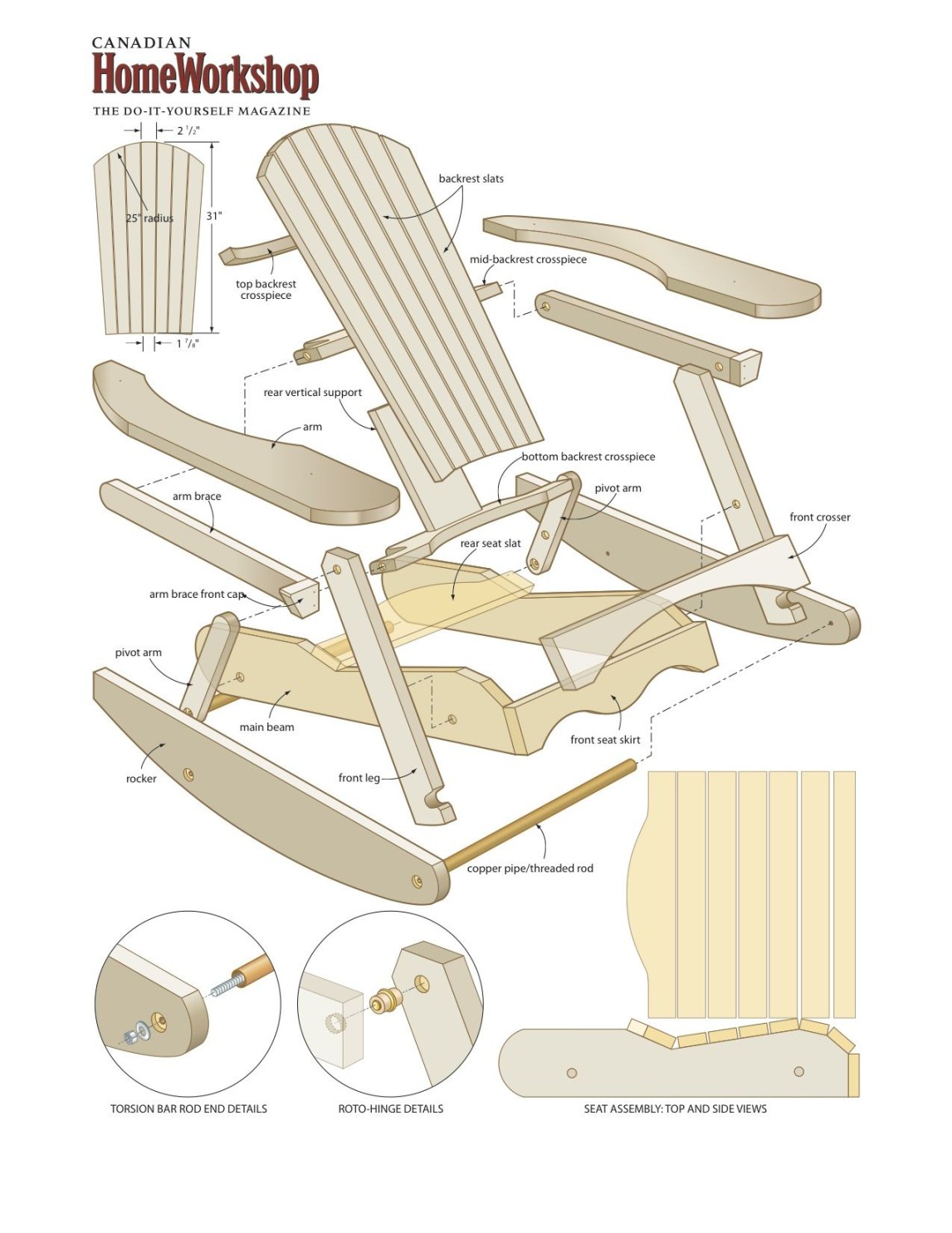 Make a Muskoka rocking chair from composite wood Rocking chair