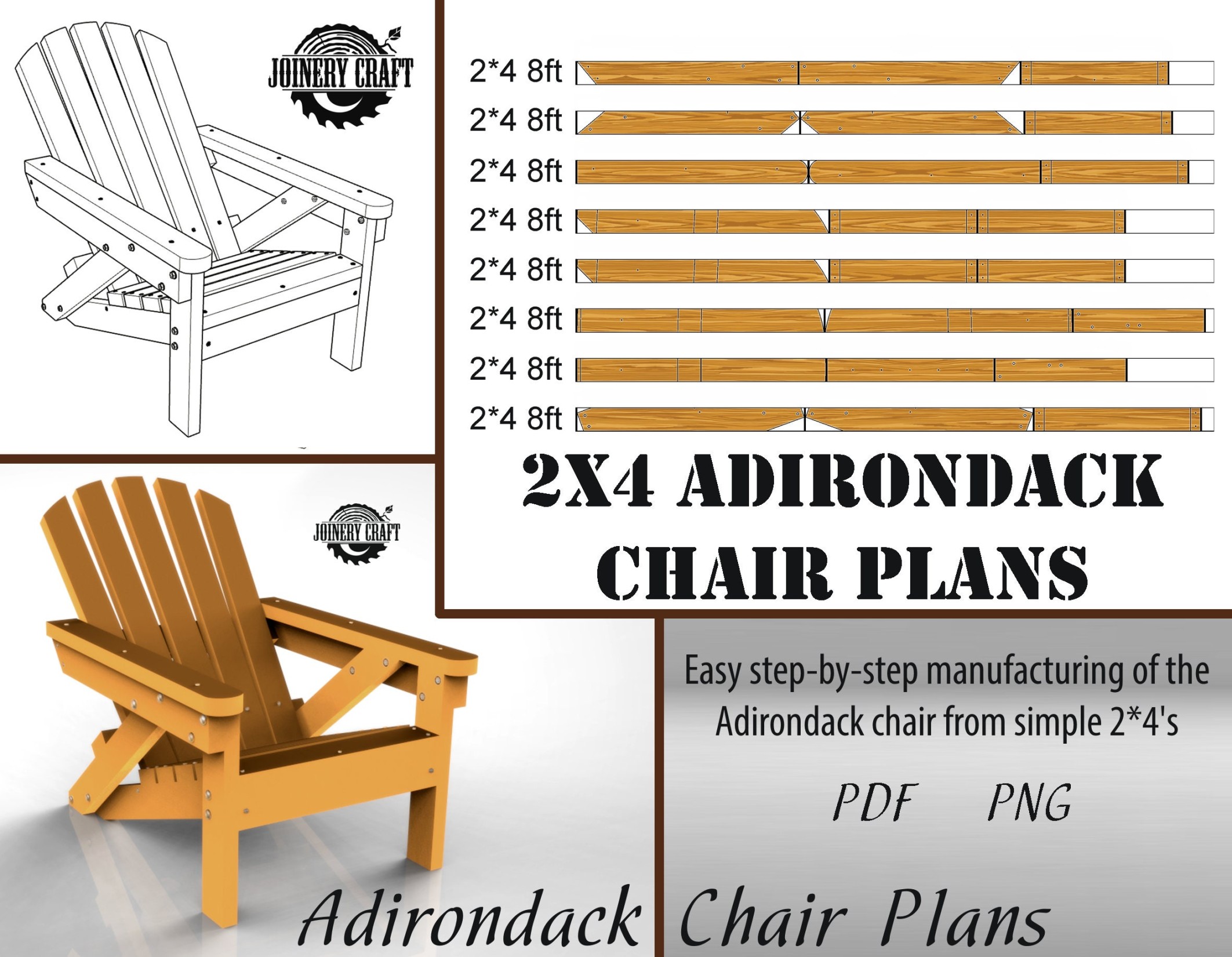 Adirondack Style Chair Plans, Download, PDF, PNG Format - Etsy