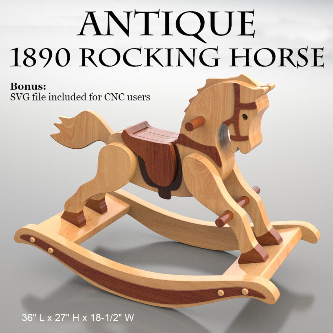 Antique  Rocking Horse Wood Toy Plans (PDF Download + SVG File)