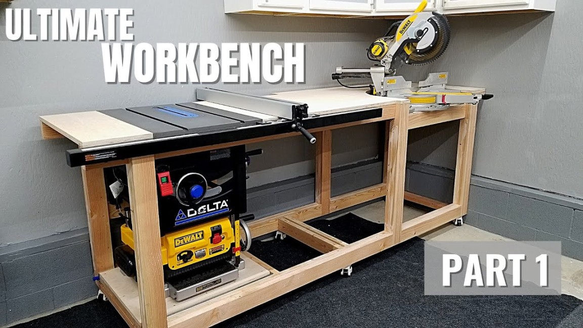 DIY Mobile Workbench & Compact Woodworking Station  Miter Saw, Table Saw,  & Planer  Small Garage