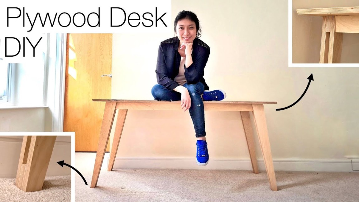 DIY Plywood Desk from  sheet  Basic Tools  How to