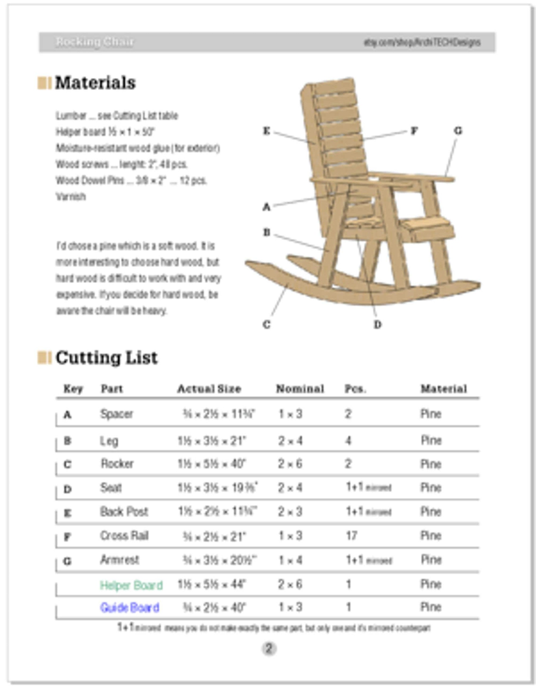 DIY Rocking Chair Plans for Beginner Woodworkers - Etsy