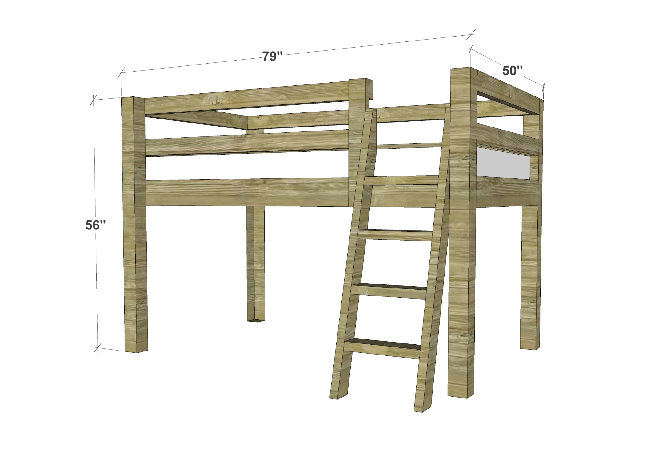 Free Woodworking Plans to Build a Twin Low Loft Bunk Bed - The