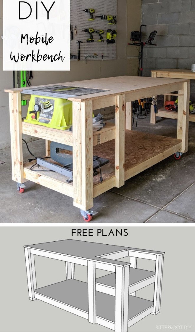 Mobile Workbench with Table Saw  Tylynn M  Workbench plans diy